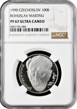 Чехословаччина 100 крон 1990 р., NGC PF67 UC, "100 років від дня народження Богуслава Мартіна"