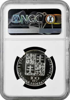 Чехословаччина 100 крон 1990 р., NGC PF67 UC, "100 років від дня народження Богуслава Мартіна"