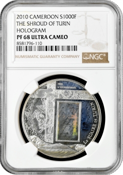Камерун 1000 франків 2010 р., NGC PF68 UC, "Туринська плащаниця"