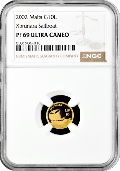 Мальта 10 лир 2002 г., NGC PF69 UC, "Сперонара