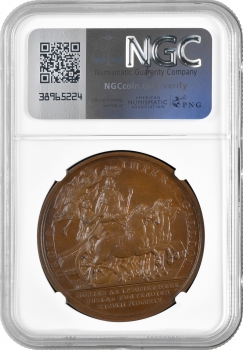 Франція бронзова медаль 1745 р., NGC MS64 BN, "Битва при Фонтенуа" Top Pop