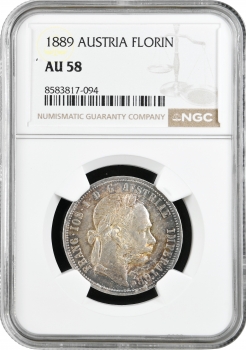 Австрія 1 Флорин 1889, NGC AU58, "Імператор Франц Йосип I (1848 - 1916)"