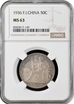 Індокитай 50 сантимів 1936, NGC MS63, "Французький Індокитай (1885 - 1954)"