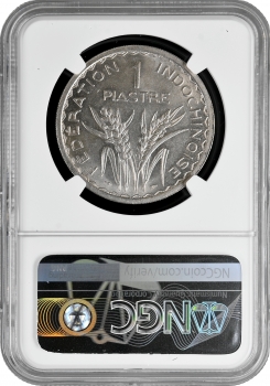 Індокитай 1 піастр 1947, NGC MS63, "Французький Індокитай (1885 - 1954)" SECURITY EDGE