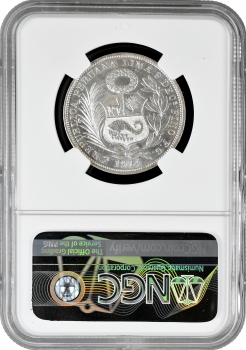 Перу 1/2 соль 1914 FG JR, NGC MS62, "Республіка Перу (1863 - 1917)"