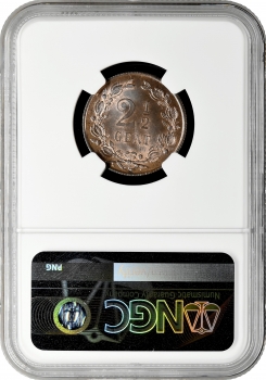 Нідерланди 2.5 цента 1877, NGC MS63 BN, "Королева Вільгельміна (1890 - 1948)"