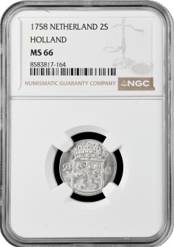 Нідерланди (Голландія) 2 стювери 1758, NGC MS66, "Голландська Республіка (1701 - 1794)" Top Pop 1/0