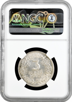 Веймарська Республіка 3 рейхсмарки 1925 J, NGC MS62, "Тисячоліття Рейнської області (Рейнланда)"