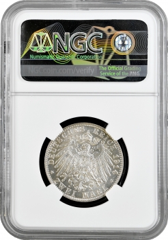 Баварія 2 марки 1914 р. D, NGC AU58, "Король Людвіг ІІІ (1913 - 1918)"