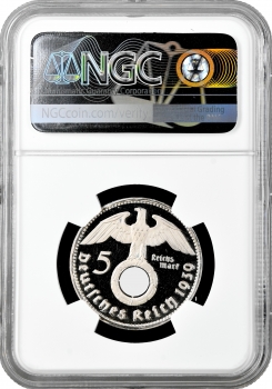 Німеччина - Третій Рейх 5 рейхсмарок 1939 F, NGC PF64 UC, "Нацистська Німеччина (1933 - 1945)"