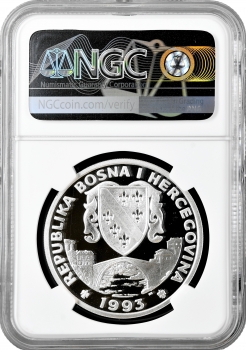 Боснія та Герцеговина 750 динарів 1993 р. PM, NGC PF70 UC, "Олімпіада - Бобслей" Top Pop 1/0