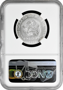В'єтнам 100 донгів 1986, NGC MS69, "Олімпійські Ігри, Калгарі - Лижник"
