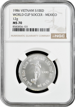 В'єтнам 100 донгів 1986, NGC MS70, "Чемпіонат світу з футболу 1986 - удар ногою" Top Pop