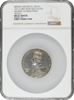 Великобританія Медаль 1911 р., NGC MS62 MATTE, "Коронація короля Георга V та королеви Марії"