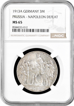 Пруссія 3 марки 1913 р. A, NGC MS65, "25 років правлінню Вільгельма II"