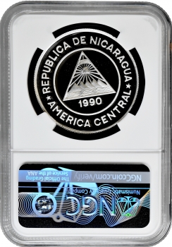 Нікарагуа 10000 кордоб 1989 р., NGC PF69 UC, "Відкриття Нікарагуа Колумбом" Top Pop