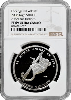 Того 1000 франків 2008 р., NGC PF69 UC, "Зникає вид дикої природи - Allocebus trichotis"