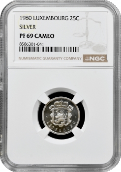 Люксембург 25 сантимів 1980, NGC PF69 CAM, "Великий герцог Жан (1964 - 1999)" Top Pop