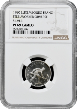 Люксембург 1 франк 1980, NGC PF69 CAM, "Великий герцог Жан (1964 - 1999)" Top Pop