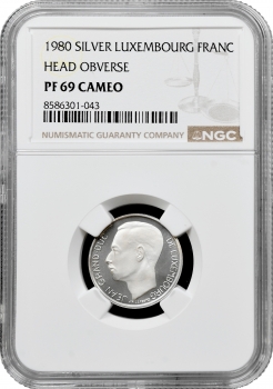 Люксембург 1 франк 1980, NGC PF69 CAM, "Великий герцог Жан (1964 - 1999)" Top Pop