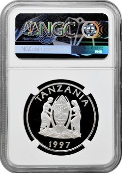 Танзанія 200 шилінгів 1997 р., NGC PF69 UC, "Дика природа Африка - Водяний буйвол"