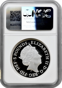 Великобританія 5 фунтів 2021 р., NGC PF69 UC, "Британія, портрет"
