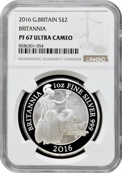 Великобританія 2 фунти 2016 р., NGC PF67 UC, "Британія з левом біля її ніг"