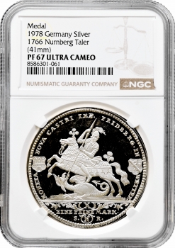 Нюрнберг 1 талер 1766 (1978), NGC PF67 UC RESTRIKE, "Нюрнберг (1754 - 1807)"