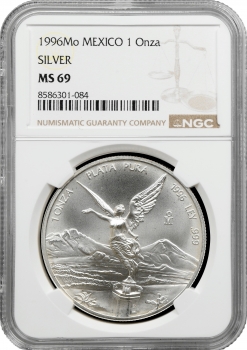Мексика 1 онза 1996 р. Mo, NGC MS69, "Срібна інвестиційна монета "Свобода"