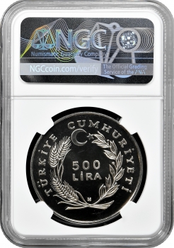 Туреччина 500 лір 1984 р., NGC MS67, "ФАО - Всесвітня конференція з рибного господарства"