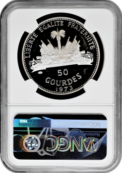 Гаїті 50 гурдів 1973 року, NGC PF67 UC, "Русалка, жінка з раковиною"