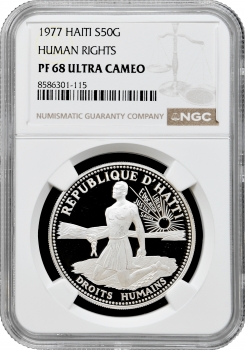 Гаїті 50 гурдів 1977 р., NGC PF68 UC, "Права людини"