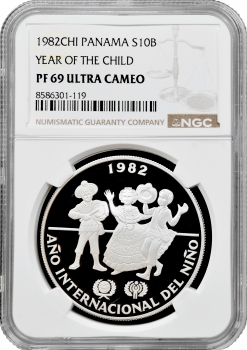 Панама 10 бальбоа 1982 CHI, NGC PF69 U, "Міжнародний рік дітей"