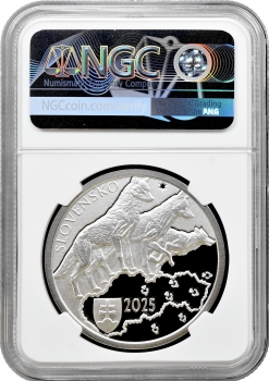 Словаччина 3.33 євро 2025 р., NGC PF69 UC, "Фауна та флора Словаччини - Сірий вовк"