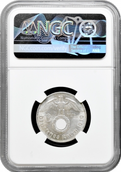 Німеччина - Третій рейх 2 рейхсмарки 1939 J, NGC MS62, "Нацистська Німеччина (1933 - 1945)"