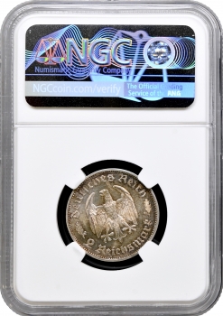 Германия - Третий рейх 2 рейхсмарки 1934 г. F, NGC MS63, "175 лет со дня рождения Ф. Шиллера"