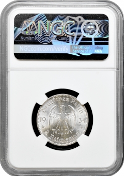 Німеччина - Третій рейх 2 рейхсмарки 1934 р. E, NGC MS62, "Гарнізонна церква в Потсдамі"