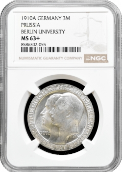 Пруссія 3 марки 1910 р. A, NGC MS63+, "Берлінський університет"