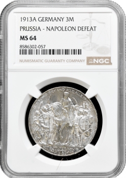Пруссія 3 марки 1913 р. A, NGC MS64, "100 років оголошення війни проти Франції"