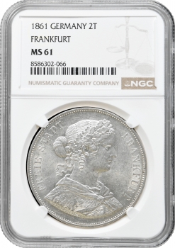 Франкфурт 2 талери 1861 р., NGC MS61, "Вільне місто Франкфурт (1807 - 1866)"