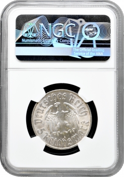 Німеччина - Третій рейх 5 рейхсмарок 1933 р. A, NGC MS64, "450 років від дня народження М. Лютера"