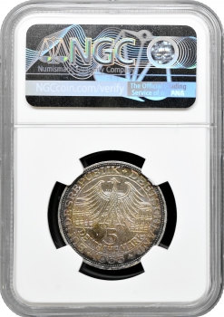 Німеччина - ФРН 5 марок 1955 р. G, NGC MS65, "300 років від дня народження Людвіга фон Бадена"