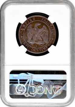Франція 10 сантимів 1853 A, NGC MS64 BN, "Імператор Наполеон III (1852 - 1870)"