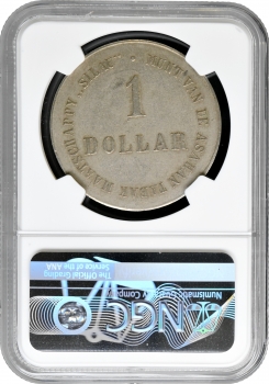 Голландська Ост-Індія 1 долар 1902-1913 р., NGC AU53, "Silau Tabakmaaschappy"