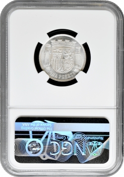 Іспанія 1 песета 1933 (34), NGC MS64, "Друга Республіка (1931 - 1939)"
