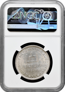 Литва 10 літ 1938 р., NGC MS62, "20 років Республіці"