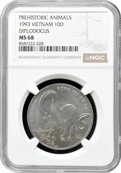 В'єтнам 10 донгів 1993, NGC MS68, "Доісторичні тварини - Диплодок"