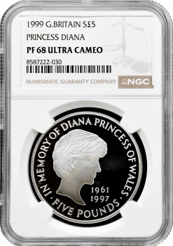 Великобританія 5 фунтів 1999 р., NGC PF68 UC, "Принцеса Діана"