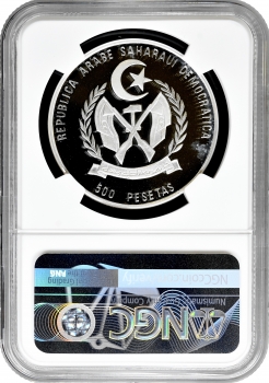 Західна Сахара 500 песет 1995 р., NGC PF67 UC, "Доісторичні тварини - Платеозавр" Top Pop