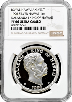 Гавайський монетний двір 1 долар 1996 р., NGC PF66 UC, "Король Калакауа I" 1 унція